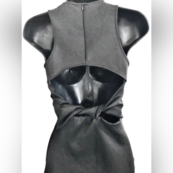 Zara black scuba fit twisted back cutout front slit sleeveless dress size XS new - Picture 10 of 16